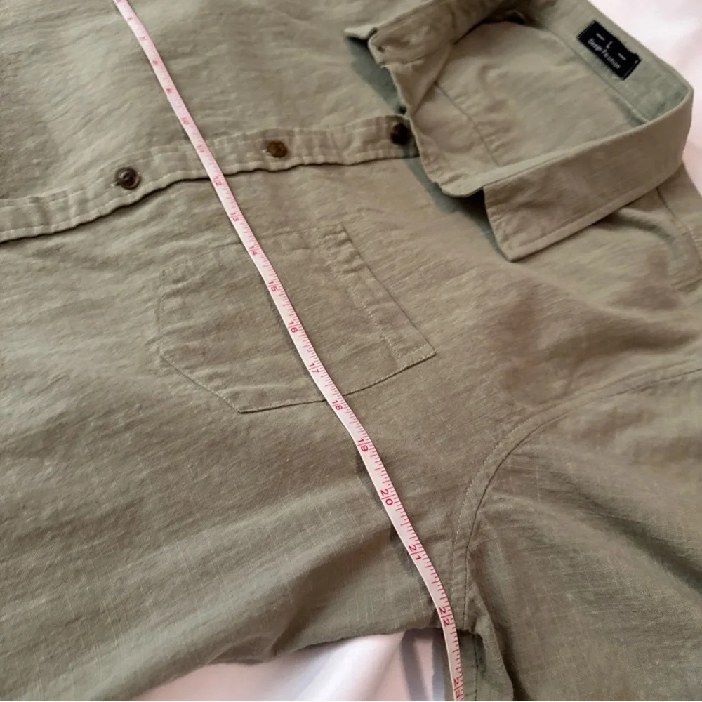 Men's Casual Button Down Shirt - Olive - Picture 11 of 12